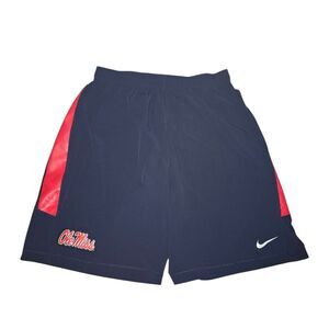 Nike Ole Miss Rebels Red & Blue Drawstring 11" Inseam Basketball Shorts Size XL